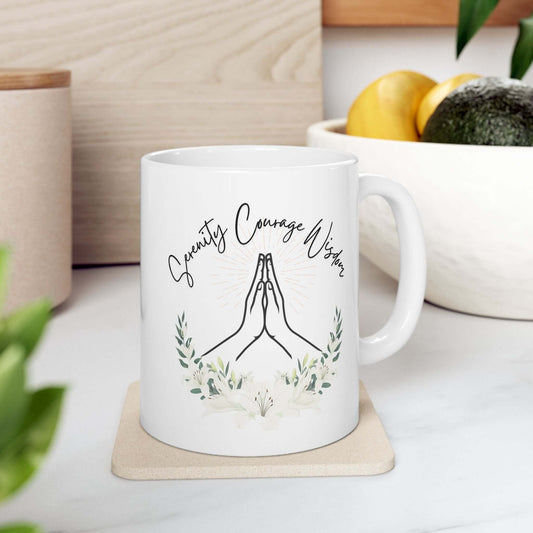 🌿 Serenity Prayer Mug – 11oz Christian Gift with Devotional QR Code