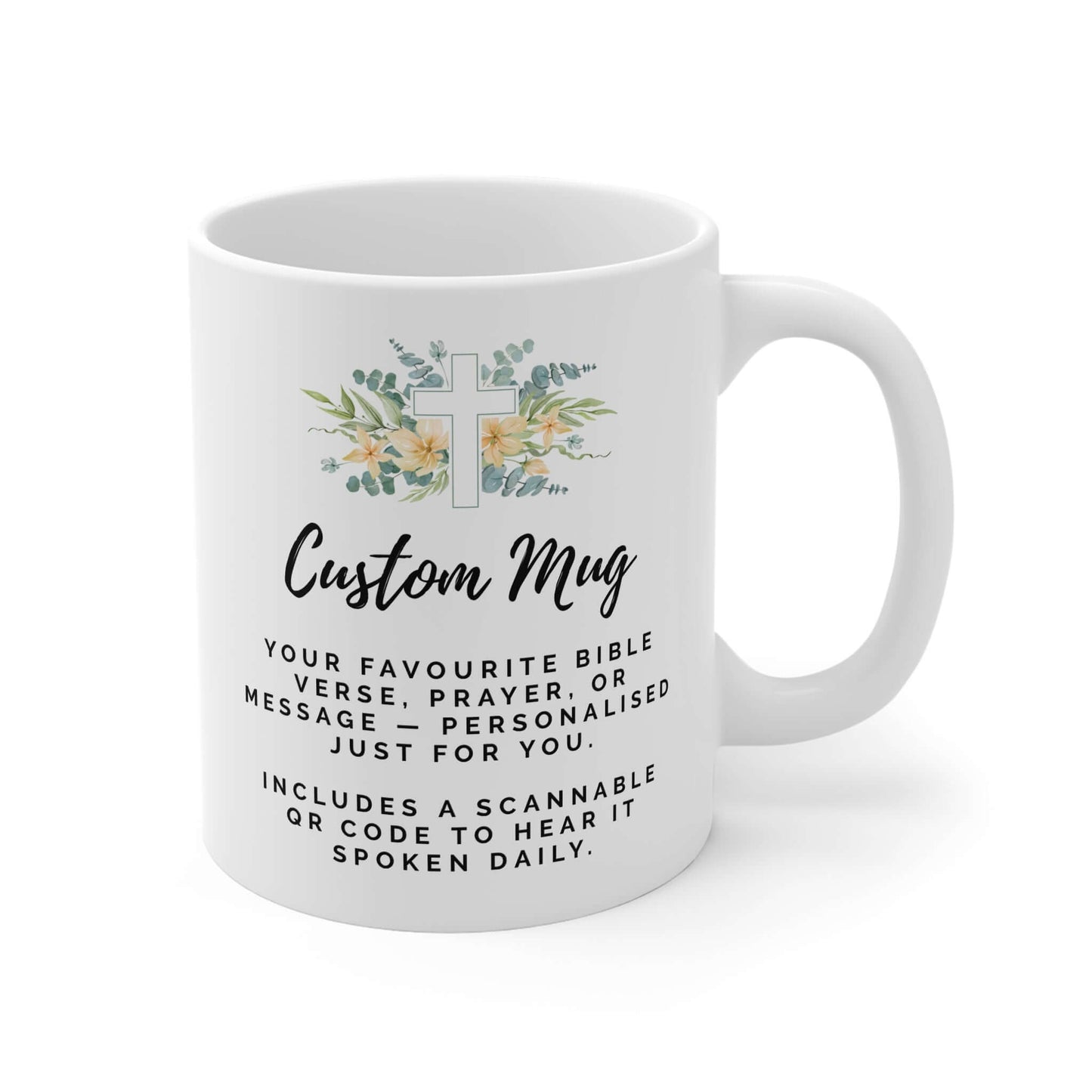 ✍️ Create Your Own Prayer Mug – Add Your Favorite Bible Verse + Devotional QR Code